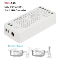 Contrôleur LED WiFi 12-24V 12A SW2 2.4G avec télécommande sans fil, luminosité et température de couleur réglables, contrôleur intelligent de gradation