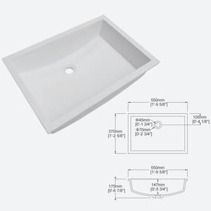 Lavabo de baño de superficie sólida debajo del fregadero montado, diseño de modelo 3D, piedra Artificial, Material ecológico, 2 unidades - Product Image 5