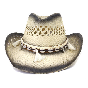 2022 nueva dama caliente viaje al aire libre protección solar playa vaquero sombreros de paja occidental <span class=keywords><strong>Rosa</strong></span> <span class=keywords><strong>sombrero</strong></span> de vaquera - Product Image 3