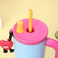 Gobelet isotherme portable d'extérieur Cross-Boron avec poignée en acier inoxydable 316 et grande paille pour le voyage