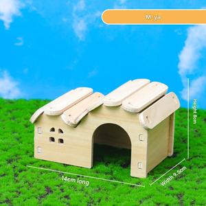 <span class=keywords><strong>Maison</strong></span> pour hamster en bois écologique moderne faite à la main avec une piste de course, habitat sûr pour petits animaux, pour hamsters et gerbilles - Product Image 2