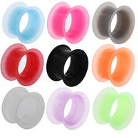 Paire Silicone Flexible Mince Double Évasé Chair Tunnel Bouchons D'oreille Jauge D'oreille Expander Stretcher Earlets Boucles D'oreilles Piercing Oreille