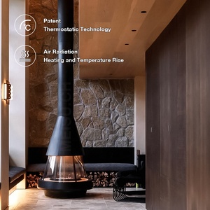 Cheminée suspendue électrique personnalisable MEISU.CH en acier au carbone, à montage au plafond, pour décoration - Product Image 2