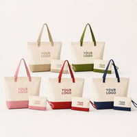 Ensemble de sacs fourre-tout en toile de coton robuste avec logo personnalisé et pochette cosmétique pour le marché européen, les voyages et la vente au détail en boutique