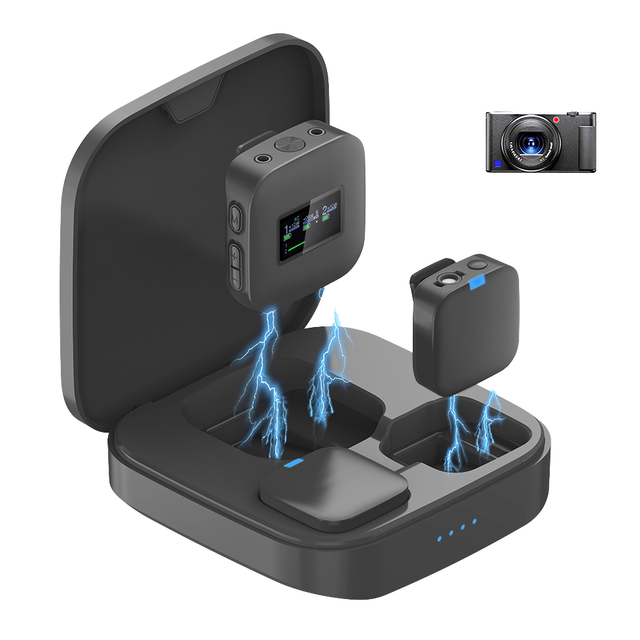 Wireless Lavalier Microphone with Charging Case Essential for Outdoor Vlogging Designed for Noise Cancellation