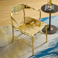Chaise de salle à manger en cuivre pur de luxe italien, chaise à dossier moderne pour villa, restaurant, salon