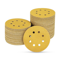 Disk Abrasif Kertas Emas Premium 150mm 40-2000 Grit Multi-Lubang OEM Polesan Tinggi untuk Poles Mobil