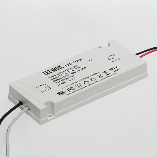 Letaron 100-120VAC AC-DC Single Output 36W 12V 24V Ultra Thin Slim LED Driver for Bathroom Mirror Cabinet Strip Light Lighting