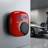 Estação de Carregamento EV 32A OCPP 1.6J Tipo 2 AC, Carregador Rápido para Carros Elétricos de 7KW a 21KW com RFID, Montagem na Parede