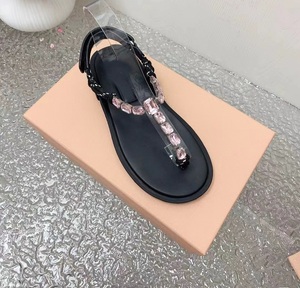 Sandalias Planas Casuales de Moda para Mujer, Estilo Europeo, con Cristales y Punta Descubierta, para la Playa - Product Image 3