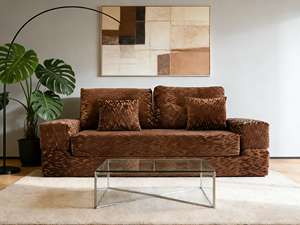 Canapé extensible en velours imprimé léopard marron, compressé sous vide, gain de place, taille personnalisée pour hôtel, appartement et atelier - Product Image 1