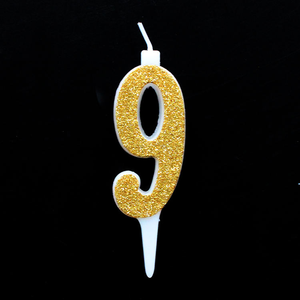 Vente en gros directe d'usine, nouvelles bougies d'anniversaire dorées scintillantes au design élégant pour gâteau - Product Image 4