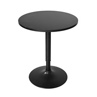 Table de bar à cocktails réglable en hauteur et peu encombrante avec plateau rond en MDF, table de bistrot avec base pivotante noire