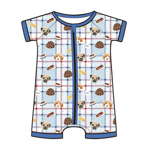 สำหรับผู้ค้าปลีกที่ใส่ใจสิ่งแวดล้อม ชุดบอดี้สูทเด็กอ่อนทำจากไม้ไผ่ออร์แกนิกแบบซิป พร้อมโลโก้สั่งทำ ขายส่ง - Product Image 1