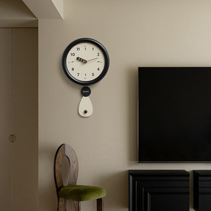 Wozoom Wall <b>Clock</b> Round Pendulum <b>Battery</b> Powered Living Room Decorative Timepiece - Product Image 3