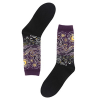 Chaussettes pour hommes, motif dessin animé ciel étoilé, 100% coton, absorbant la transpiration, chaussettes tendance pour l'automne