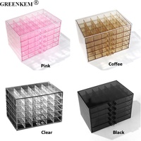 5 couches 120 grilles ongles accessoires boîte de rangement tiroir Style acrylique clair rose détachable bureau ongles breloques boîte de rangement