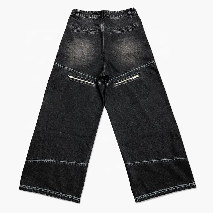 EDGE DENIM Jeans baggy de coupe décontractée à jambe large pour hommes, personnalisés et haut de gamme, amples