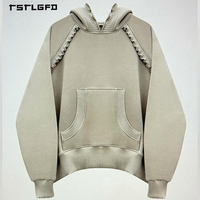 Ensemble sweat à capuche imprimé déstructuré avant-gardiste grande taille pour homme, en molleton épais écologique uni décontracté pour le printemps, extensible dans les quatre sens