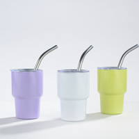 Nouveau mini gobelet de 3oz en acier inoxydable à double paroi isolé en métal verre à liqueur de 2oz avec couvercle et paille vente en gros