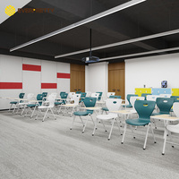 Chaise de formation pour étudiants avec bureau intégré, structure métallique, mobilier de salle de conférence sur mesure