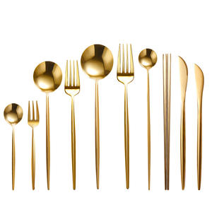 Роскошный свадебный набор столовых приборов кованые наборы столовых приборов, роскошные высококачественные 304 из нержавеющей стали для ресторанов, столовые приборы - Product Image 5