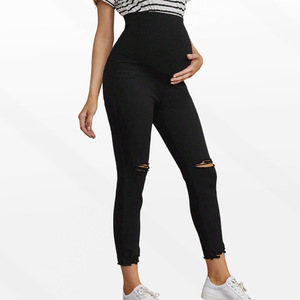 Jeans de maternité pour femmes, <span class=keywords><strong>pantalon</strong></span> en denim extensible skinny sur le ventre, <span class=keywords><strong>pantalon</strong></span> de <span class=keywords><strong>grossesse</strong></span> confortable et mince avec rehausseur de hanches, coton/polyester extensible - Product Image 6