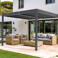 Pergola Bioclimatique Motorisée en Aluminium Étanche avec Toit à Lames Orientables pour Jardin et Terrasse