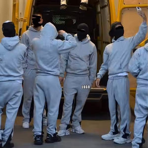 Personalizado 100% algodón de los hombres de invierno Jogger Suit Etiqueta Privada Casual ropa deportiva de punto con logotipo personalizado Sudadera con capucha y pantalones de chándal - Product Image 4