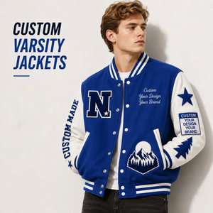 Chaqueta Varsity <span class=keywords><strong>de</strong></span> Lana Azul Rey con Logotipo Personalizado para <span class=keywords><strong>Hombre</strong></span>, Mangas <span class=keywords><strong>de</strong></span> <span class=keywords><strong>Cuero</strong></span> Crema, Chaqueta Letterman con Parche <span class=keywords><strong>de</strong></span> Chenilla Bordado, Chaqueta <span class=keywords><strong>de</strong></span> Béisbol - Product Image 1