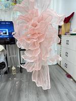 Desain Senior AI raksasa elegan dan sederhana bunga Organza latar belakang bunga buatan untuk perlengkapan dekorasi panggung pernikahan