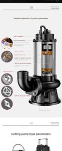 2 Inch Stainless Steel Submersible Sewage Pump Self-Priming Electric Motor Features Aquaculture Aerators Gear Bearing Core - Product Image 5