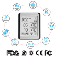 Thermomètre à viande à double sonde, grand écran tactile couleur, 8 préréglages pour viande, 5 niveaux de cuisson, alarme programmable, sondes SUS304