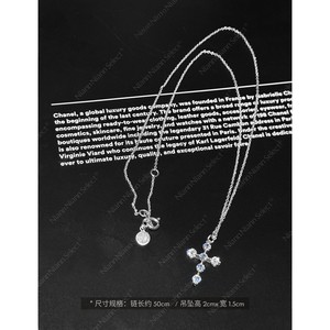 Fashion Pendant Necklace <b>Cross</b> Shape Cubic Zirconia Zinc Alloy Women's Everyday Wearing 50cm <b>Chain</b> 2cm Pendant Height - Product Image 1