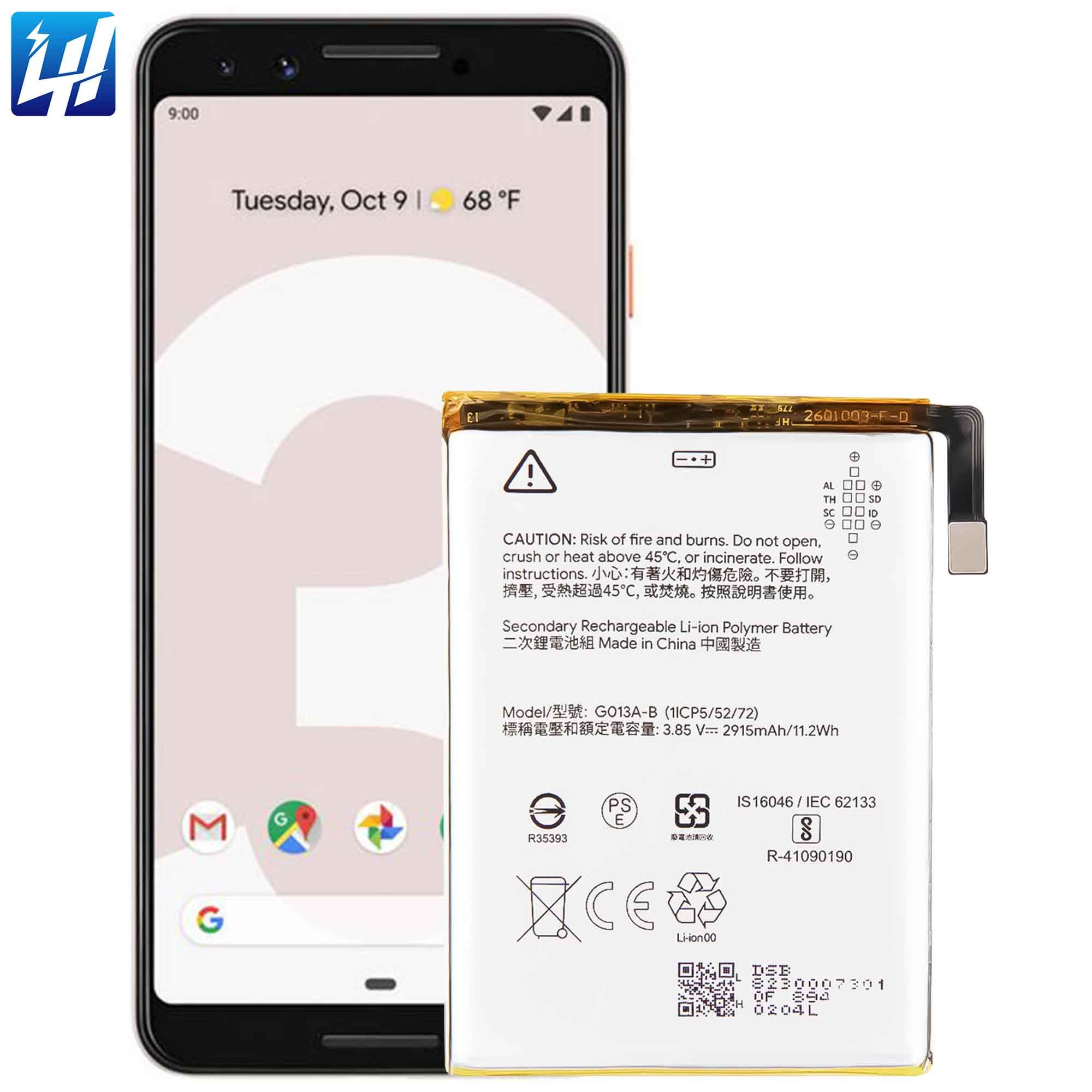 2915mah Replacement Li-ion Battery For Google Pixel G013a-b, Oem