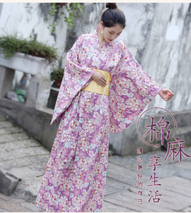 Femmes chaudes en gros Long coton <span class=keywords><strong>japonais</strong></span> <span class=keywords><strong>traditionnel</strong></span> cour Sakura imprimé fleuri été femmes Yukata robe pour Ryokan - Product Image 5