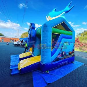 Chateau gonflable requin commercial grade kids <b>inflatable</b> shark bouncy castle with slide combo bouncer house - Product Image 3