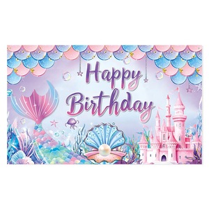 Nueva Decoración de Fiesta de Cumpleaños de Sirena, Bandera con Temática de Sirena para Decoración de Cumpleaños Infantil - Product Image 5