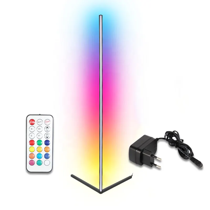 Support nordique minimaliste Smart Led lampadaire Design moderne Led RGB coin lampadaire lumière pour salon lumière activée par le son