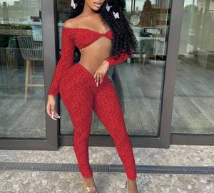 Yazlık Kadın Seksi Dantelli Büyük Yaka Üst Dar Pantolonlu Takı<span class=keywords><strong>m</strong></span> - Product Image 2