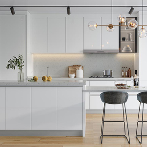 Custom White Glossy Kitchen Cabinets Set Modern Style Kitchen Cabinet Home Furniture Kitchen Cabinet Set