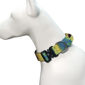 Vibrant Tie-Dye Luxury Tactical Dog Collar Personalized Durable Nylon Training Collar Stainless Steel D <b>Ring</b> Metal Hardware - Product Image 6