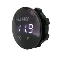 Voltmètre numérique LED rond étanche DC 5V-48V pour bateau à moteur et moto (blanc)