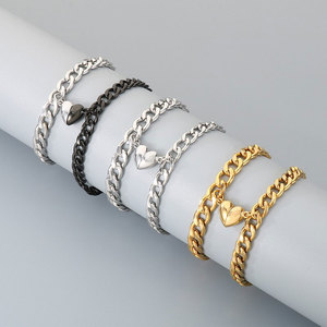 Bracelet et jonc de luxe en acier inoxydable 316L plaqué or 14k 18k, bracelet magnétique cœur pour femme et homme - Product Image 1