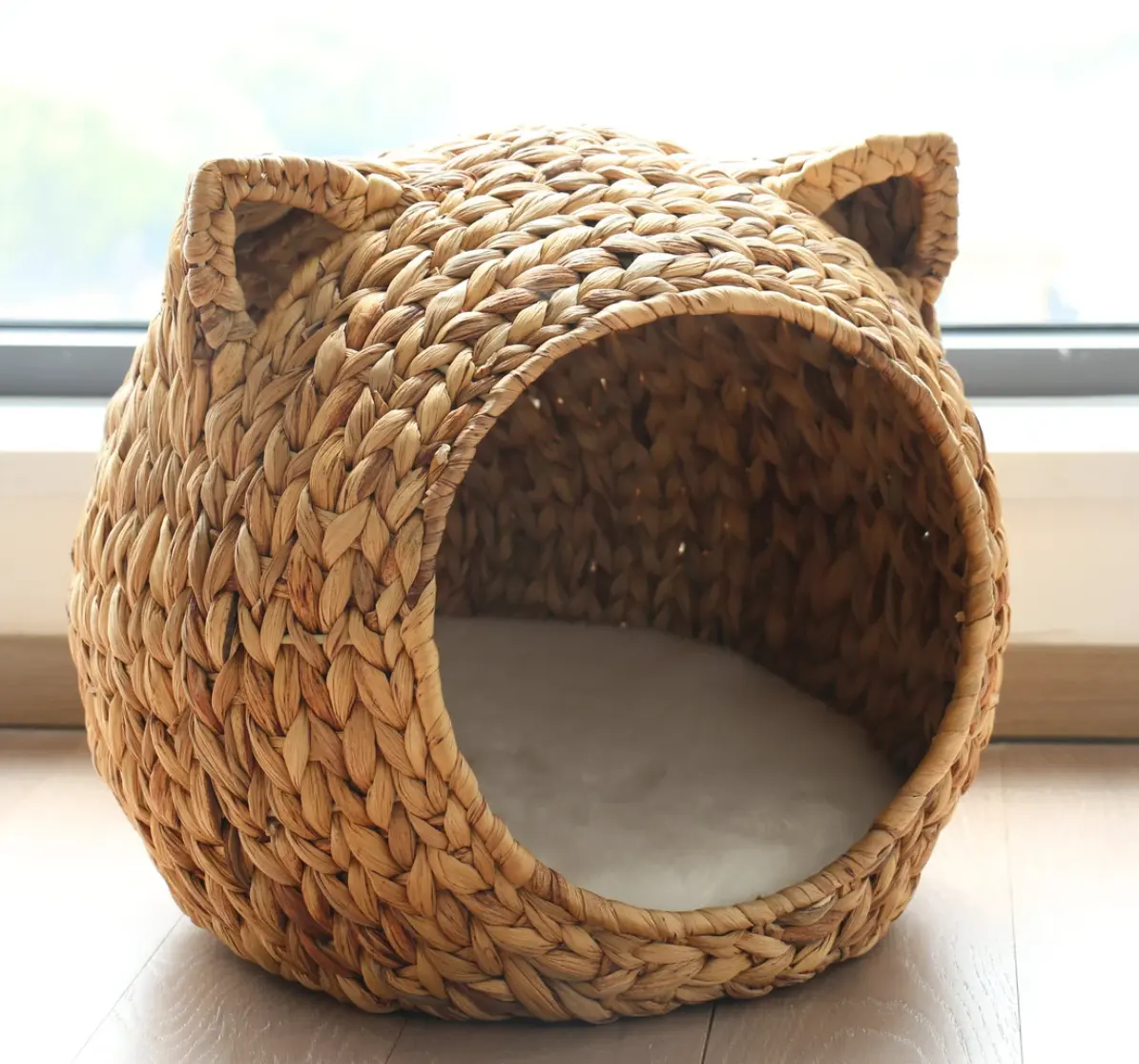 water hyacinth straw indoor outdoor scratcher removable washable cage water hyacinth pet bed dog house wood rattan cat house