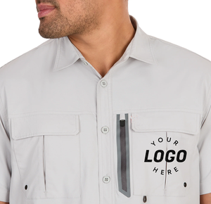 55% coton 45% Polyester coupe classique hommes Sport Western basique deux poches à manches courtes uniforme d'entraînement chemises à pression - Product Image 6