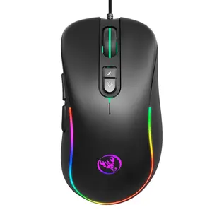 HXSJ J300 USB wired gaming mouse supports macro programming RGB luminous 6400DPI adjustable notebook PC suitable for gamer