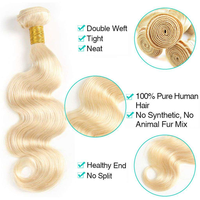 Meilleures ventes : Mèches de cheveux humains blonds 613, ondulées, 100g, double épaisseur, Remy, cuticules alignées, cheveux péruviens