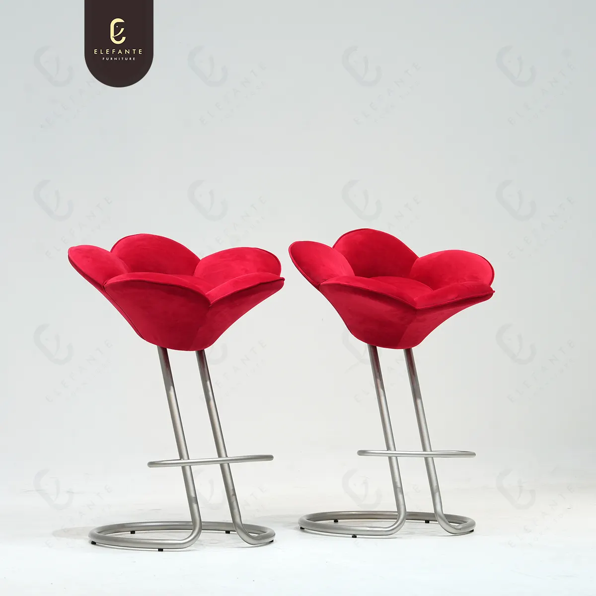 Creative Art Design Sunflower High bar Stool Suede Fabric Upholstery Chair for Drinking Bar