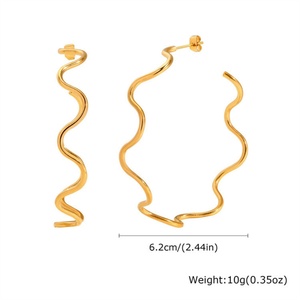 Women Simple Stainless Steel C-shape Earrings Creative Design Big CC Hoop and <b>Choker</b> Necklace Set - Product Image 6